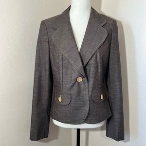 Ann Taylor LOFT Blue Chambray Blazer Stitching 8